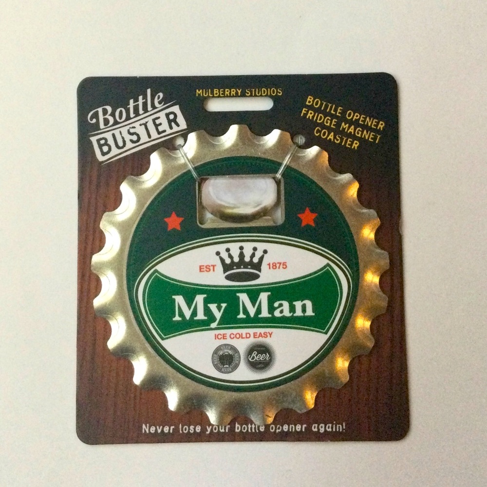 Bottle Buster Opener/Magnet/Coaster ‘My Man’.